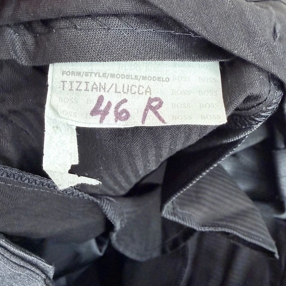 Vintage Hugo Boss Tizian/Lucca 2-Piece Suit Grey Striped Wool Men 48R (Tag 46R)